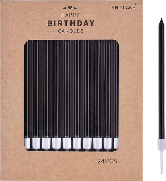 Black Long Thin Birthday Candles, Cake Candles, Birthday Parties, Wedding Decorations, Party Candles