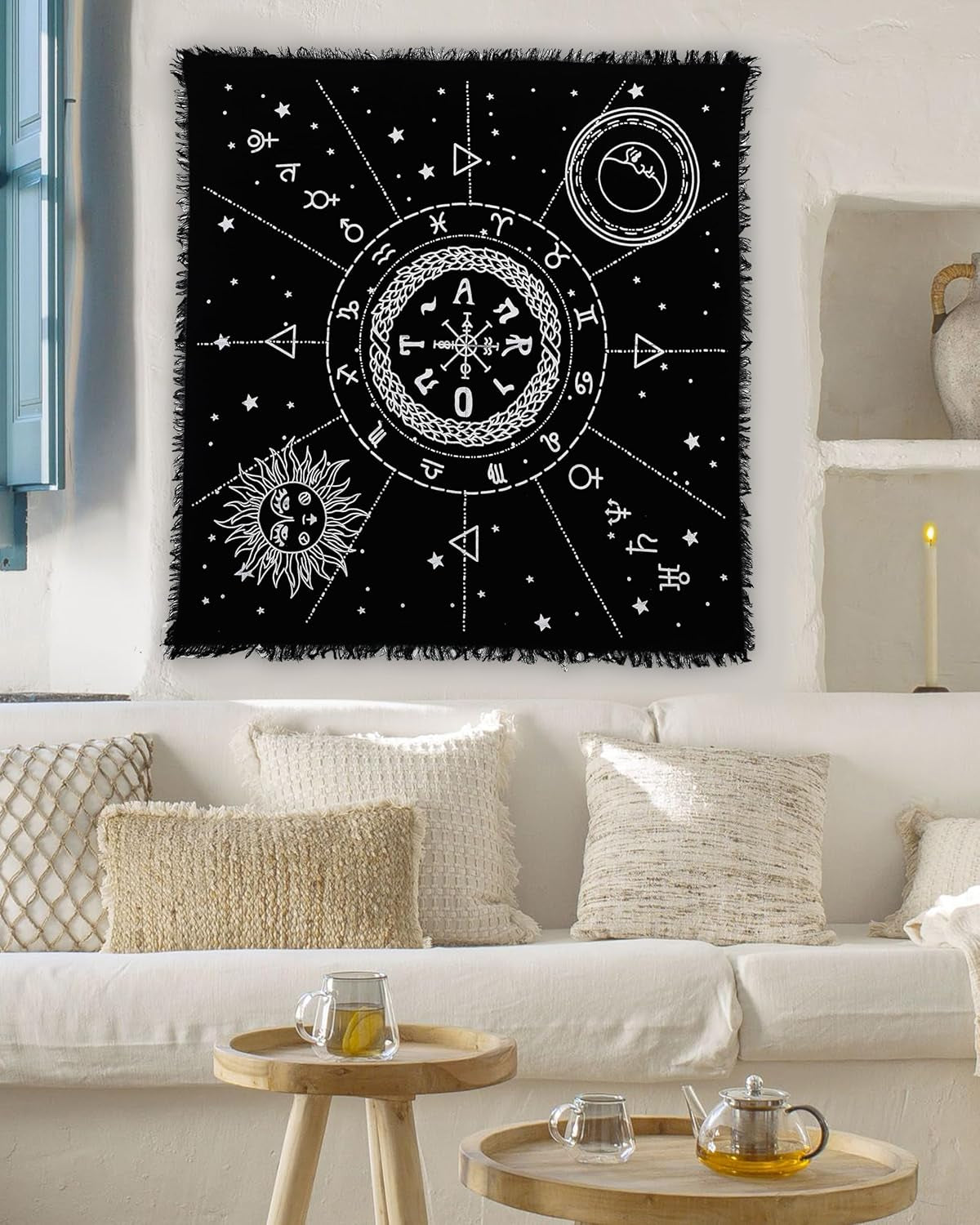 Altar 12 Constellation Astrology Zodiac Premium Witchcraft Alter Tarot Spread Wiccan Ritual Large Sacred Cloth (12 Constellation)