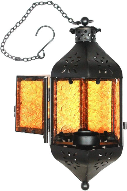 Decorative Hanging Candle Lantern for Spring Decor, Amber, Pack of 3, Set of 3