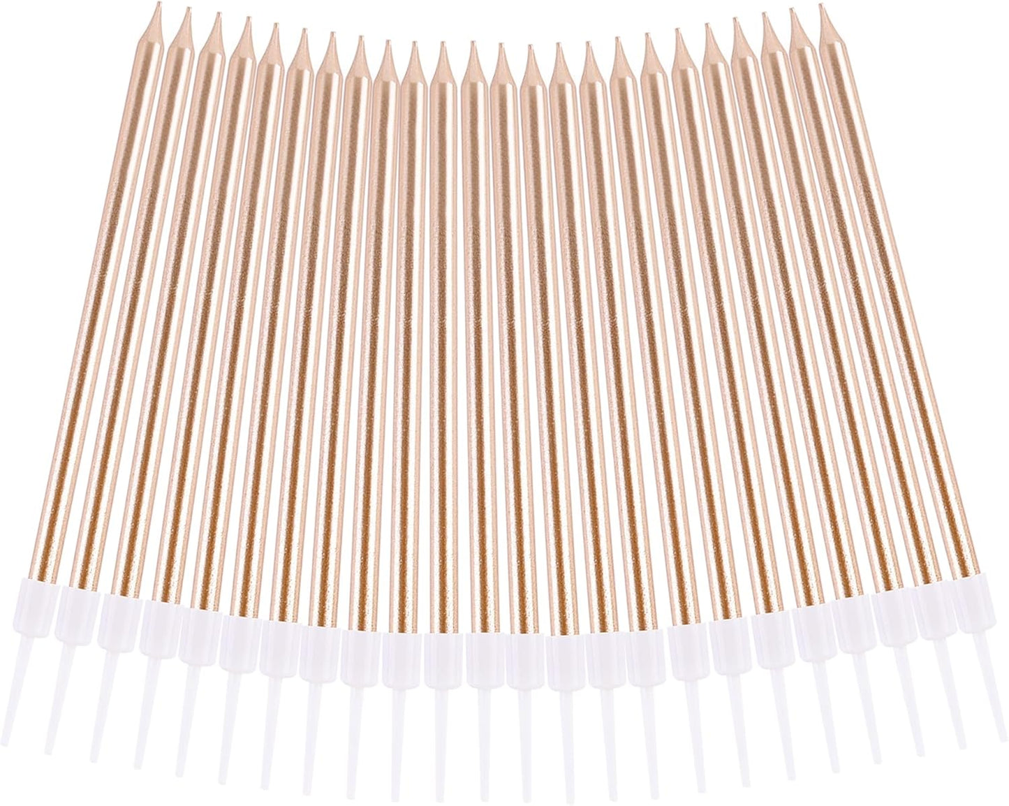 Champagne Gold Long Thin Metallic Birthday Candles, Cake Candles, Birthday Parties, Wedding Decorations, Party Candles