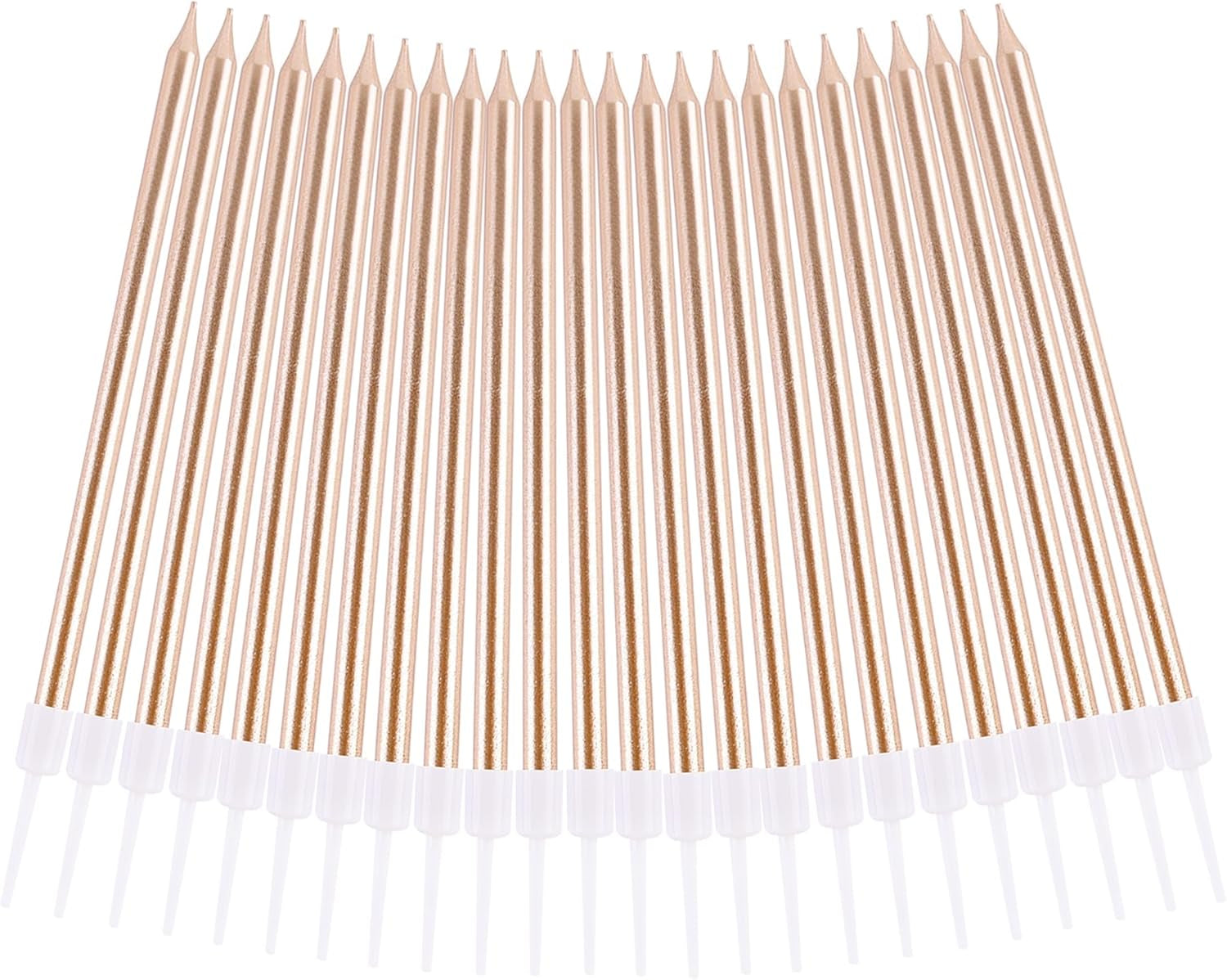 Champagne Gold Long Thin Metallic Birthday Candles, Cake Candles, Birthday Parties, Wedding Decorations, Party Candles
