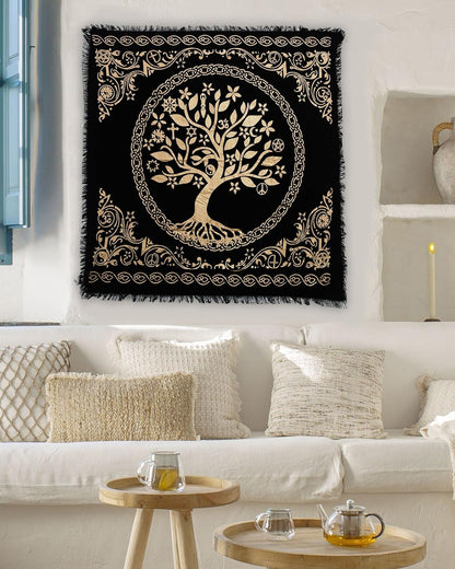 Altar Cloth Celtic Treeof Life Tentacle Triquetra Pagan Flannel Witchcraft Alter Tarot Spread Top Cloth Wiccan Square Spiritual 36 by 36 Sacred(Tree of Life)