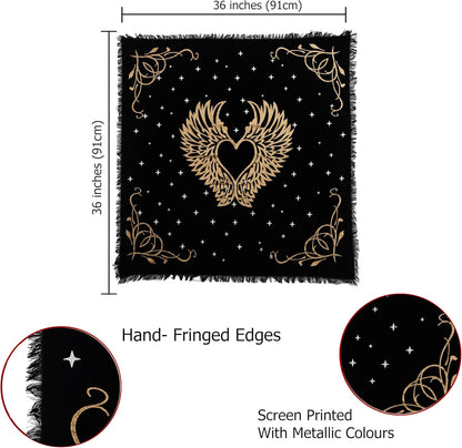 Altar Cloth Angel Wings Gold Silver 36X36 Inches Square Spiritual Cloth