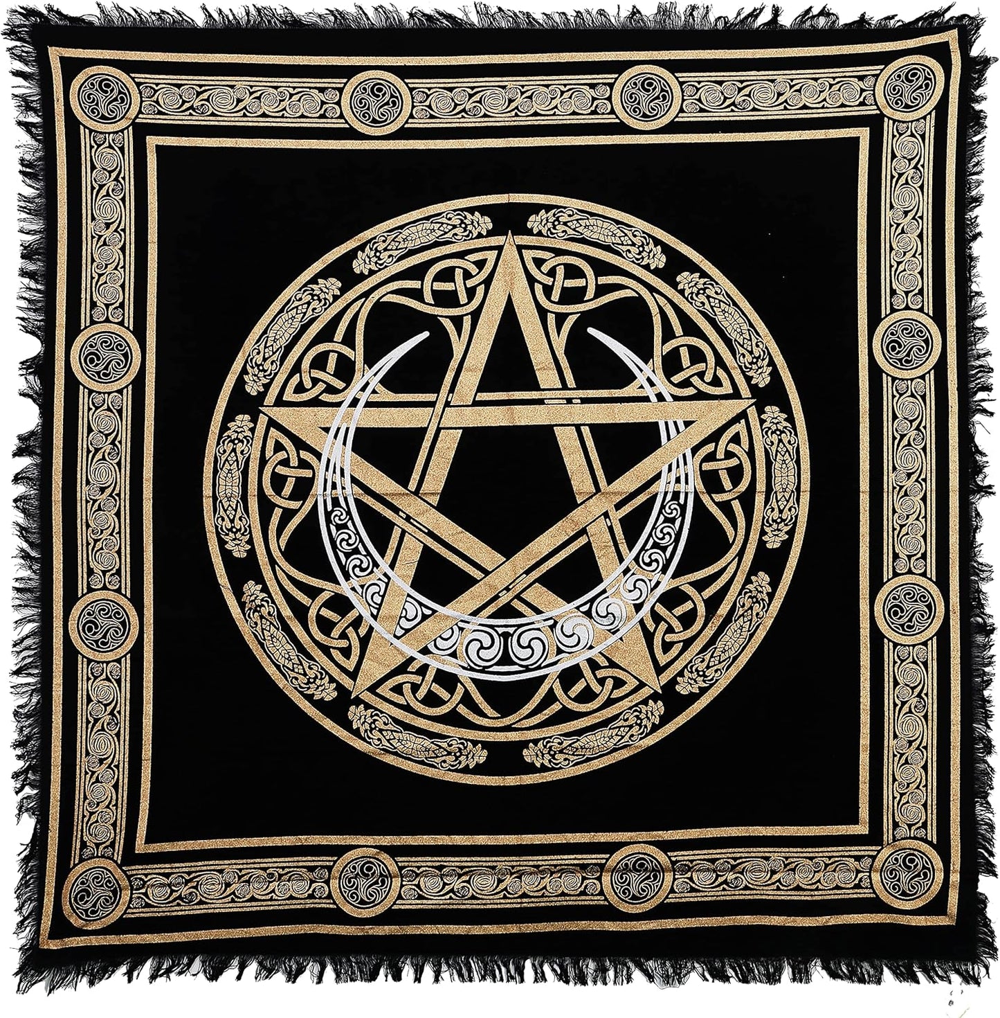 Altar Cloth Crescent Pentagram Witchcraft Alter Tarot Spread Top Cloth Wiccan Square Spiritual 36 by 36 Sacred Crescent Pentagram