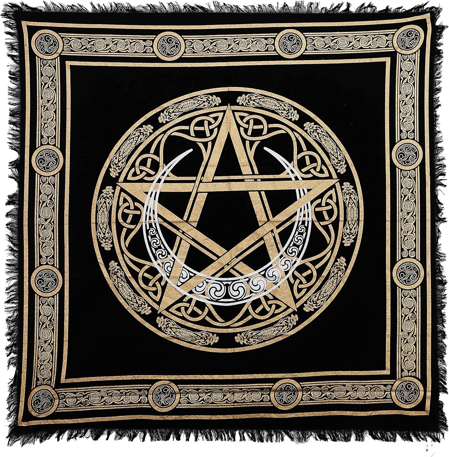 Altar Cloth Crescent Pentagram Witchcraft Alter Tarot Spread Top Cloth Wiccan Square Spiritual 36 by 36 Sacred Crescent Pentagram