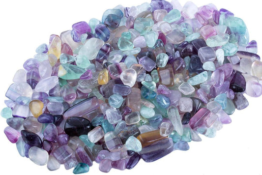 1 Lb Fluorite Tumbled Stone Chips Crushed Natural Crystal Quartz Pieces