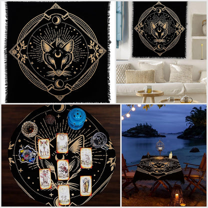 Alter Golden Wolf Altar Cloth, Unique Wolf Black Gold Table Cloth 36X36 Inches Cotton Fabric Royal Altar Cloth (Wolf)