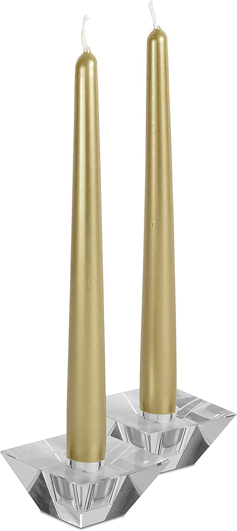 Tall Metallic Cream Gold Taper Candles - 10 Inch - Dripless - 12 Pack - 8 Hour Burn Time