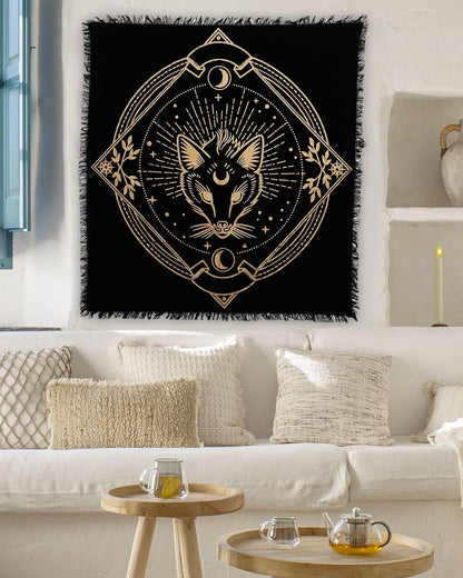 Alter Golden Wolf Altar Cloth, Unique Wolf Black Gold Table Cloth 36X36 Inches Cotton Fabric Royal Altar Cloth (Wolf)