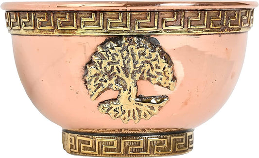 Tree of Life Copper Offering Bowl 3", Great for Altar Use, Ritual Use, Incense Burner, Smudging Bowl, Decoration Bowl, Offering Bowl -  (Tree of Life)