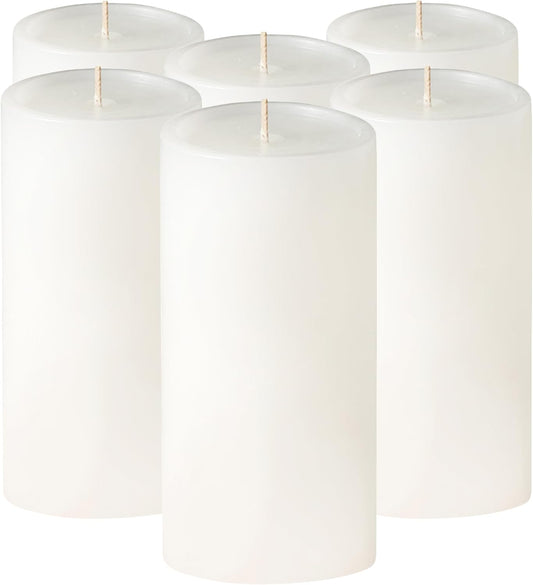 3X6 Inch White Pillar Candles Set of 6, Smooth Texture, Unscented White Candles, Dripless Candles, 3 Inch Pillar Candles Ideal as Wedding, Parties, Spas, Dinner, Home Decoration, Church