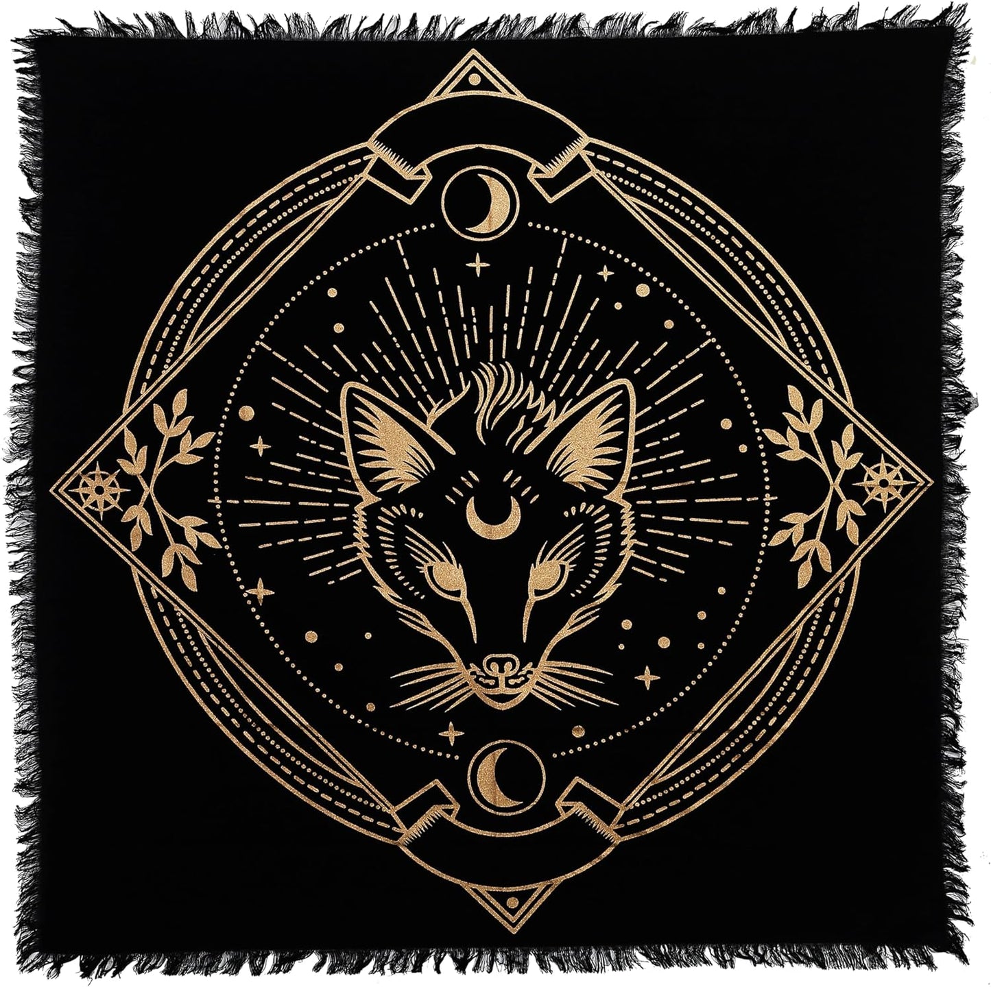 Alter Golden Wolf Altar Cloth, Unique Wolf Black Gold Table Cloth 36X36 Inches Cotton Fabric Royal Altar Cloth (Wolf)