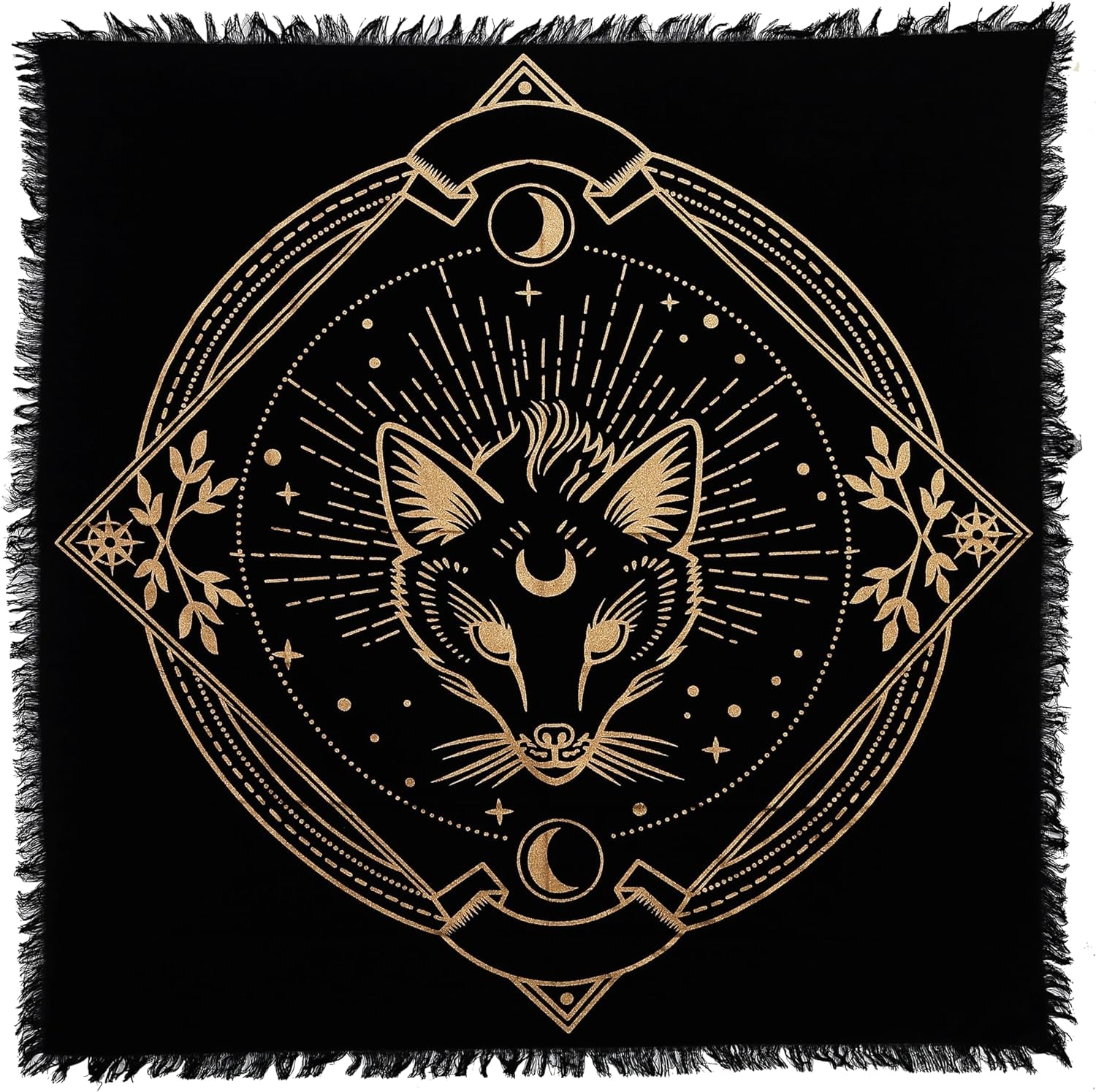 Alter Golden Wolf Altar Cloth, Unique Wolf Black Gold Table Cloth 36X36 Inches Cotton Fabric Royal Altar Cloth (Wolf)