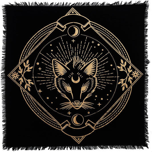 Alter Golden Wolf Altar Cloth, Unique Wolf Black Gold Table Cloth 36X36 Inches Cotton Fabric Royal Altar Cloth (Wolf)