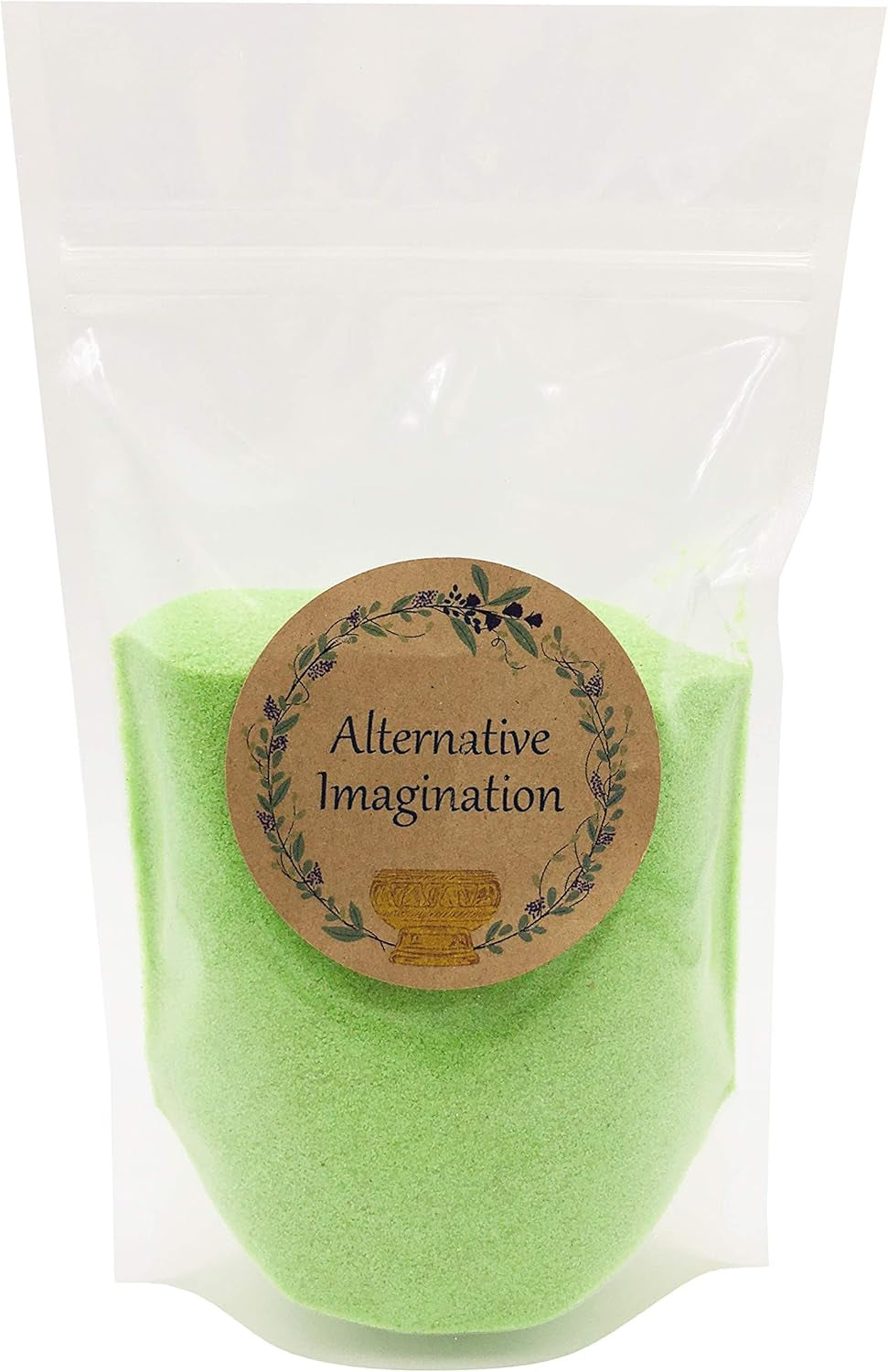 Lime Green Sand - Fine Sand for Zen Garden, Resin Incense Burner, Smudge Bowl, Ritual Incense, Cast Iron Cauldron, Unity Ceremony, Sensory Bin Table, Crafts (1 Pound)