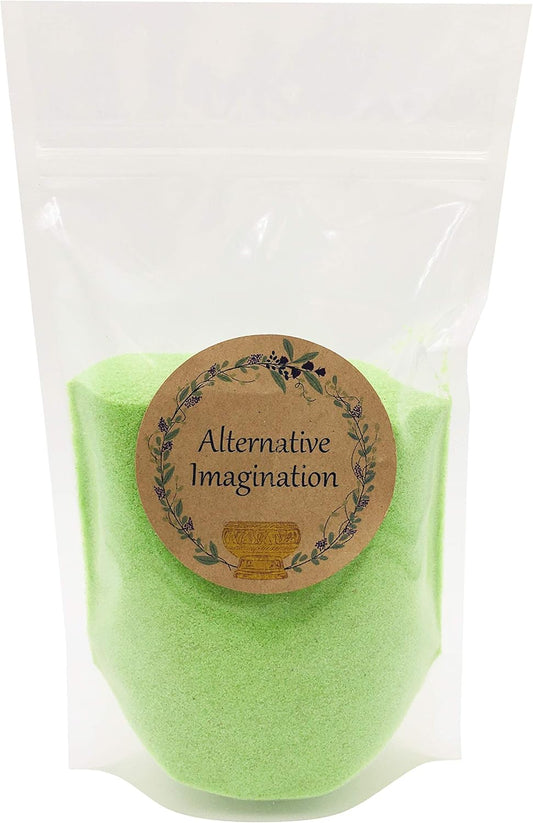 Lime Green Sand - Fine Sand for Zen Garden, Resin Incense Burner, Smudge Bowl, Ritual Incense, Cast Iron Cauldron, Unity Ceremony, Sensory Bin Table, Crafts (1 Pound)