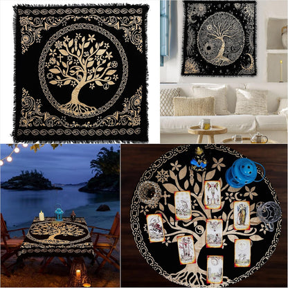 Altar Cloth Celtic Treeof Life Tentacle Triquetra Pagan Flannel Witchcraft Alter Tarot Spread Top Cloth Wiccan Square Spiritual 36 by 36 Sacred(Tree of Life)
