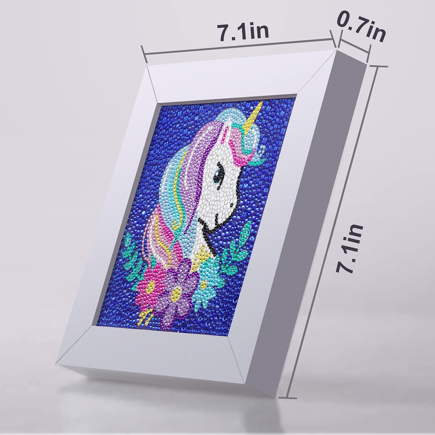 5D Diamond Painting Kits for Kids 7.1‘’ X 7.1‘’ Wooden Frame Diamond Arts and Crafts for Kids Mosaic Gem Stickers by Number Kits DIY Painting Arts Crafts Supply Set Embroidery Gift (F-Unicorn)