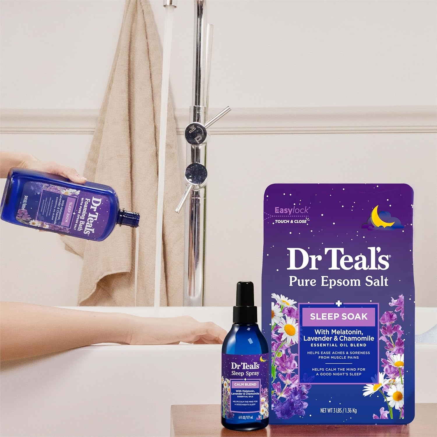 Epsom Salt Sleep Soak with Melatonin and Essential Oil Blend, 3 lb (Pack of 4)